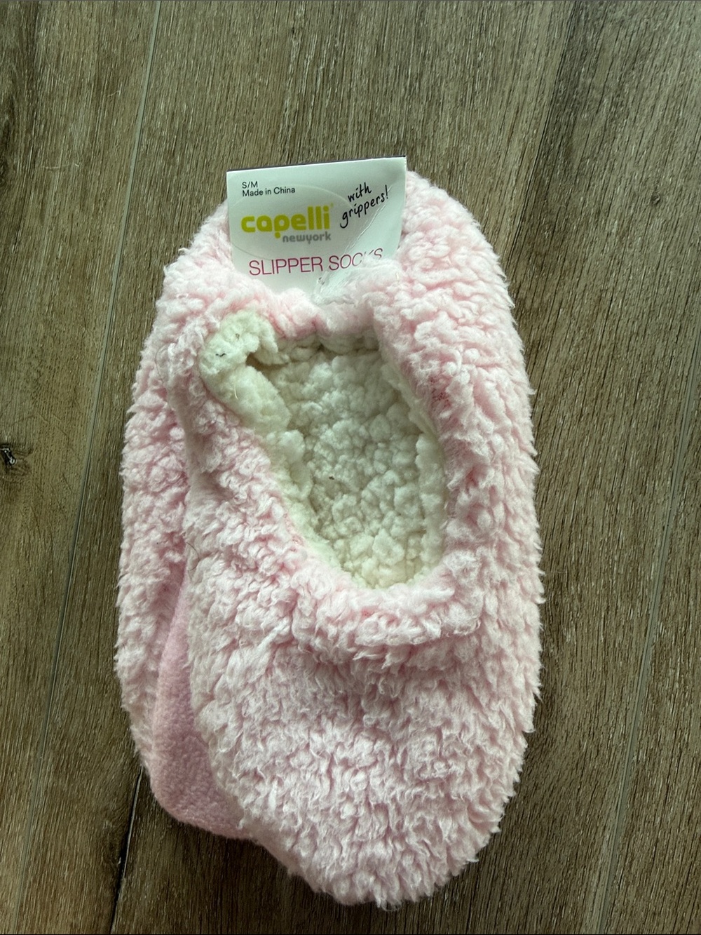 Capelli of New York Pink Plush Sherpa-Lined Slipper Socks